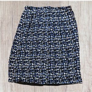 Brooks Brothers Black and Blue Patterned Pencil Skirt